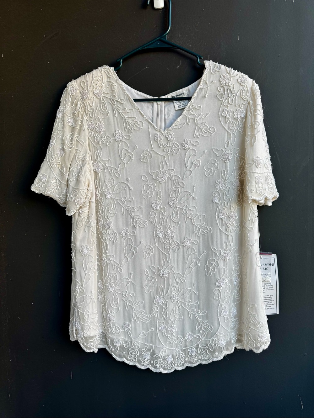 NWT 100% silk vintage beaded plus size Roaman blouse